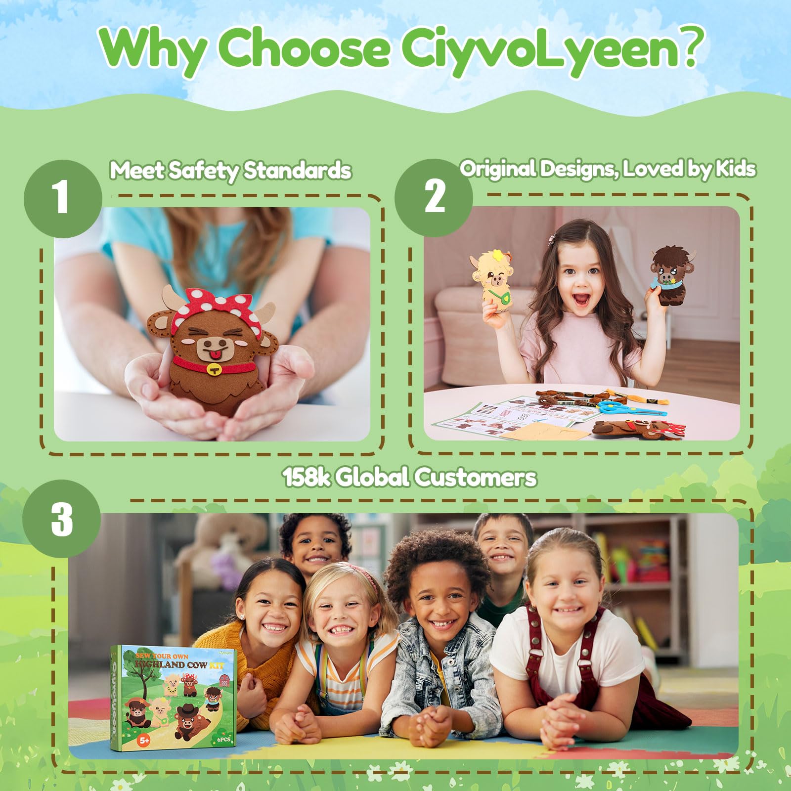 Colorful thread options in CiyvoLyeen Highland Cow Sewing Kit boost creativity
