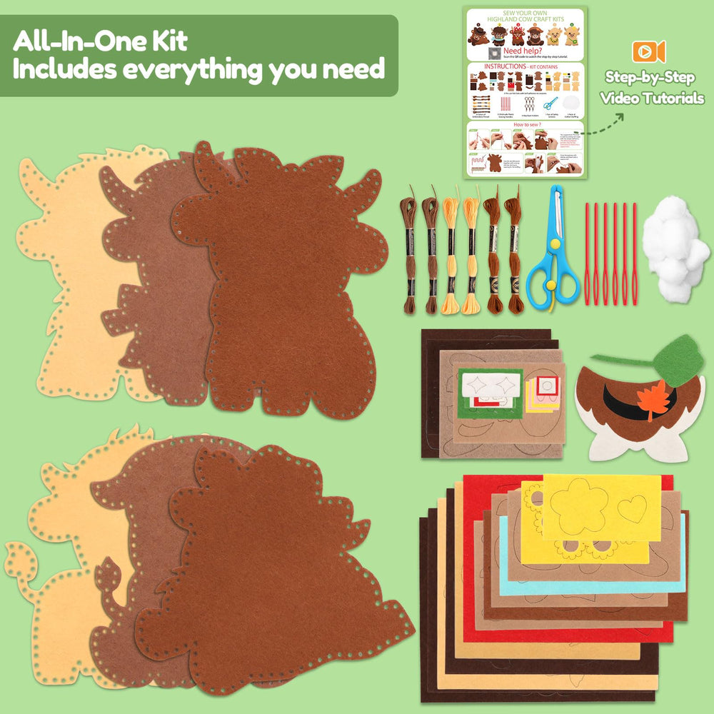 CiyvoLyeen Highland Cow Sewing Kit safety scissors enable safe crafts