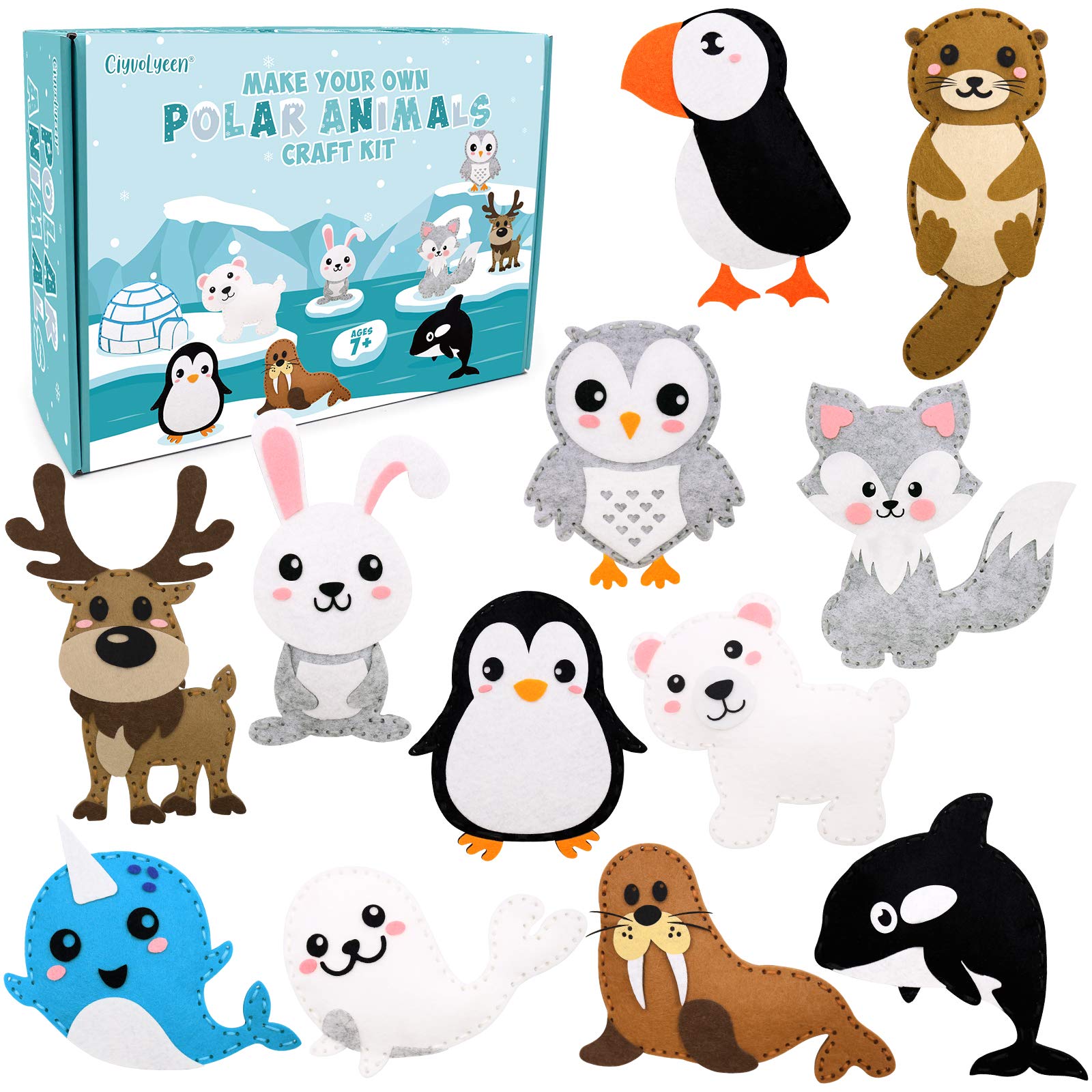 CiyvoLyeen polar animals kit cover with 14 kid-friendly felt projects