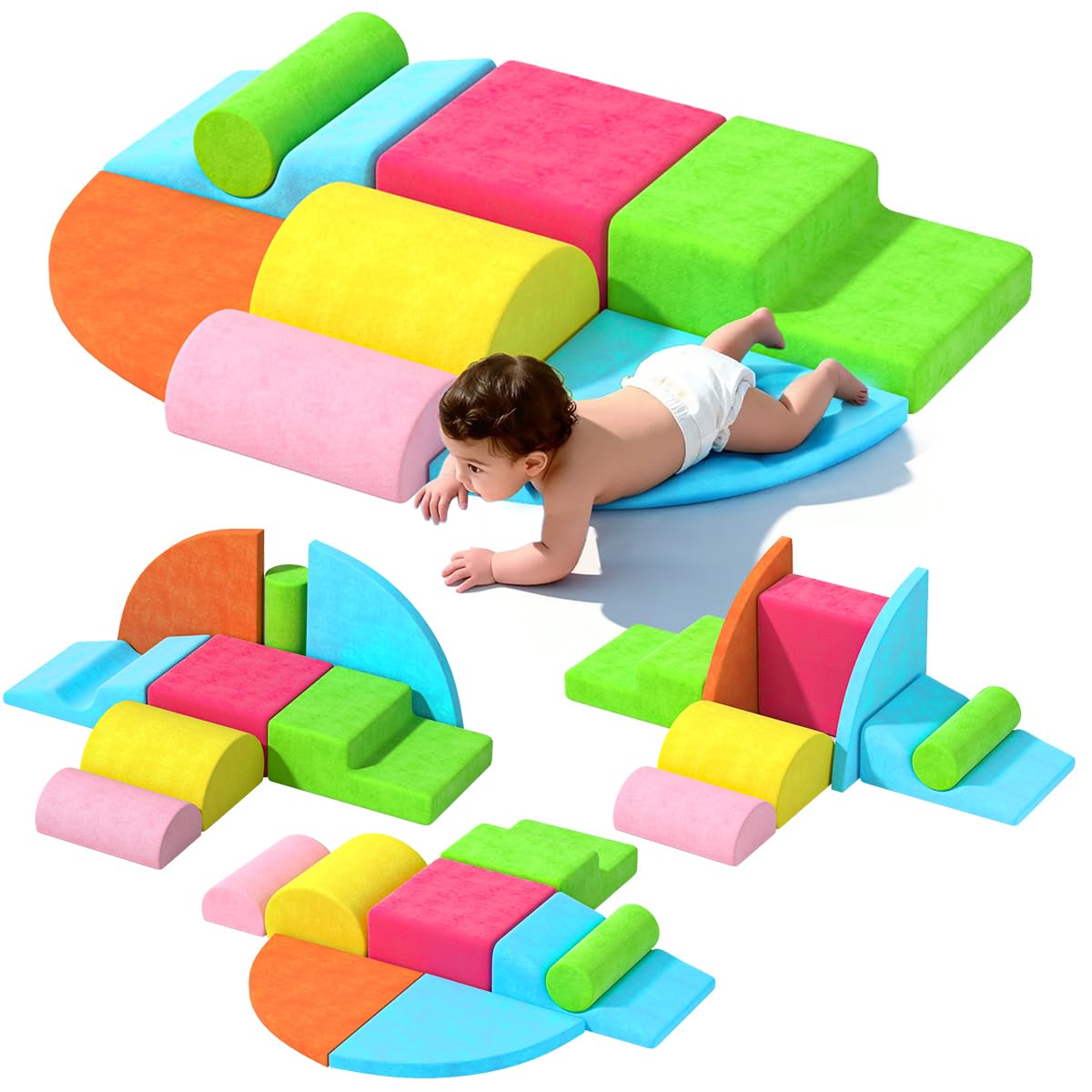 cjdropshipping 8-piece rainbow toddler blocks promote imaginative stacking and balance