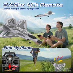 CKYSCHN F22 RC plane demonstrating 3-level assist for beginner stability