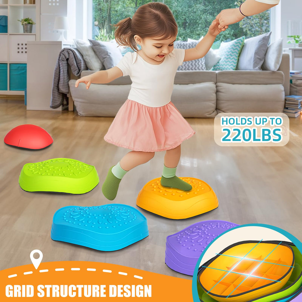 CL FUN Balance Stepping Stones with non-slip surface shown on carpet for safe play