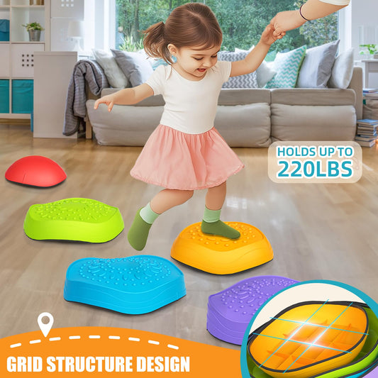 CL FUN Balance Stepping Stones with non-slip surface shown on carpet for safe play