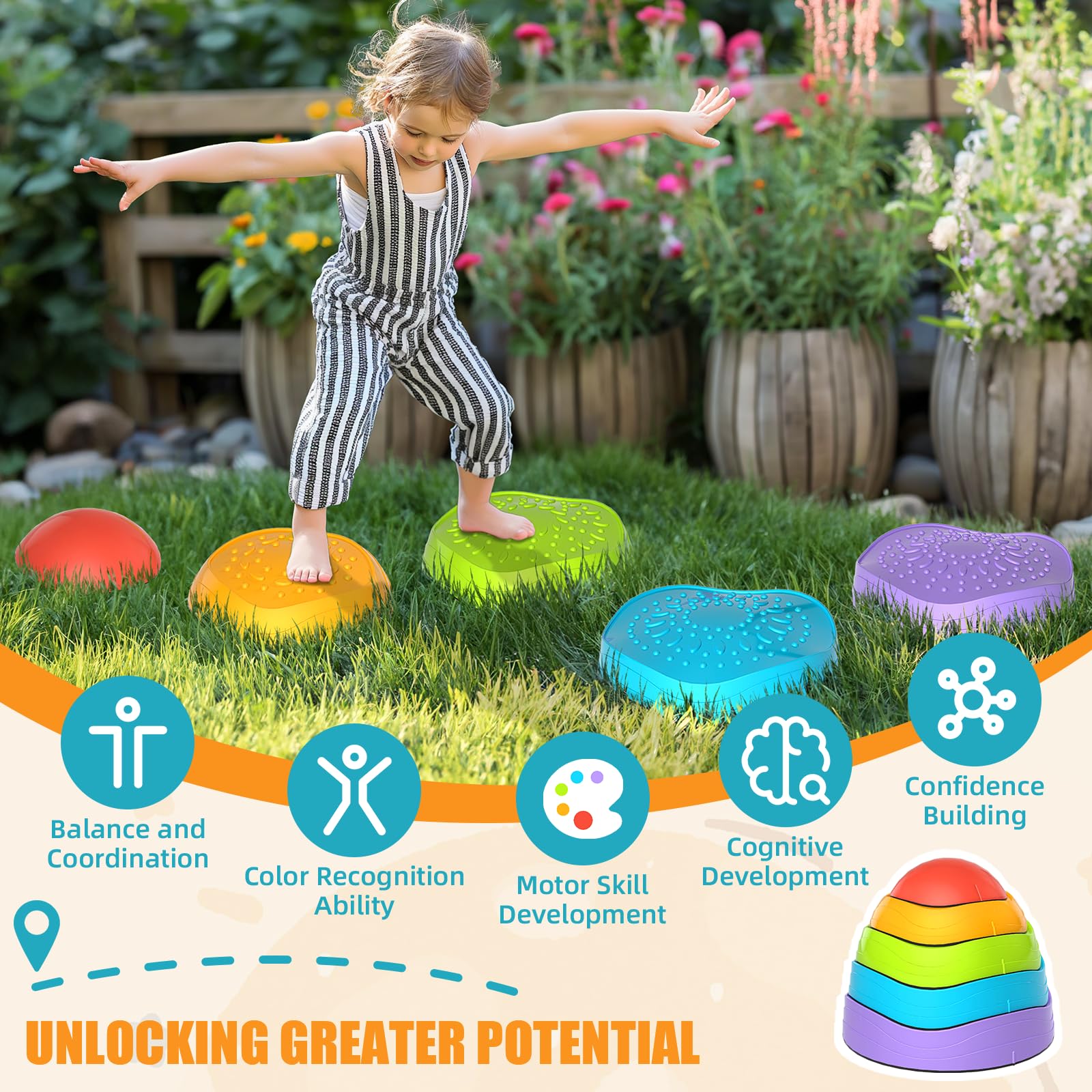 CL FUN Storage bag with stepping stones for easy cleanup and portability