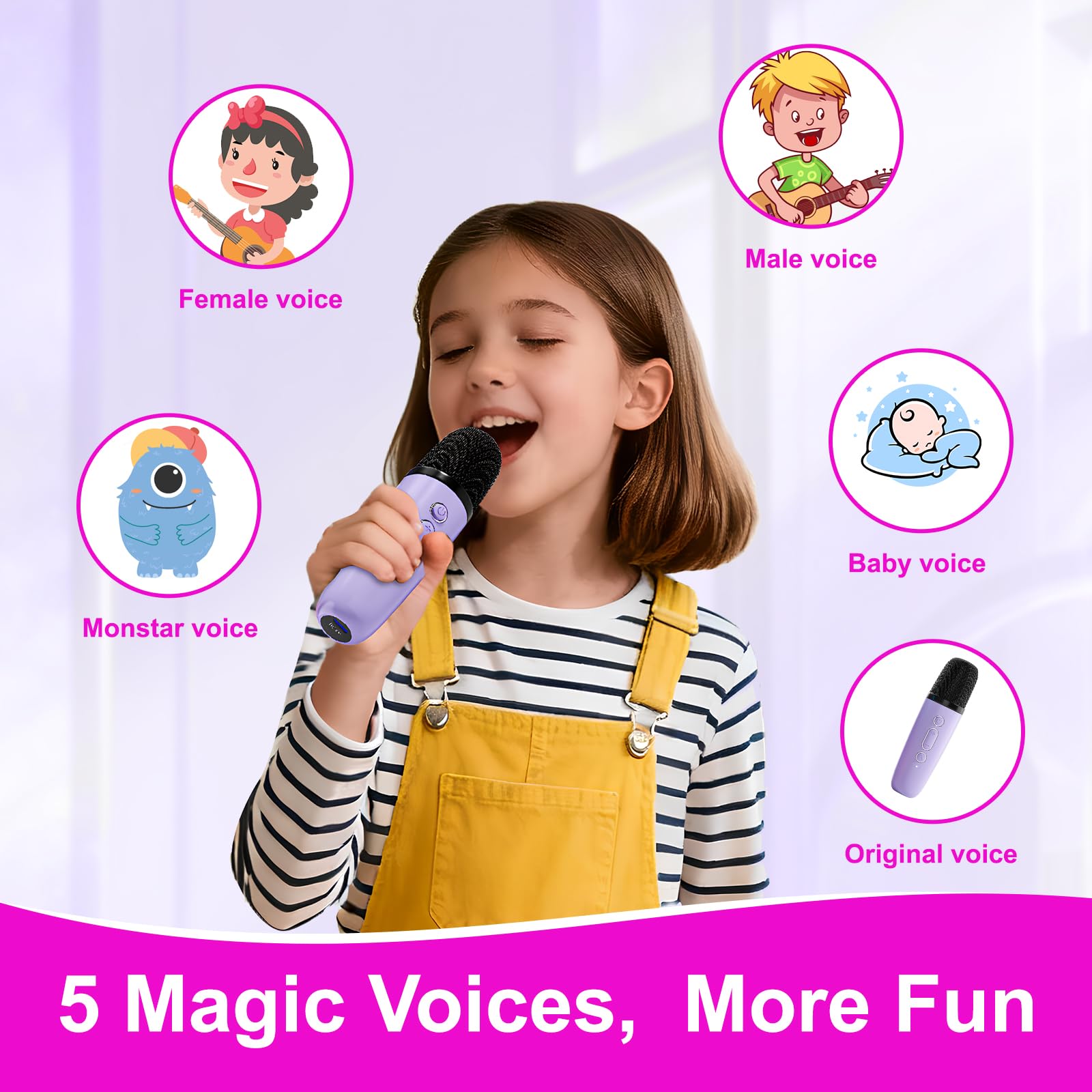 Six colorful light effects sync with music for a lively show.
