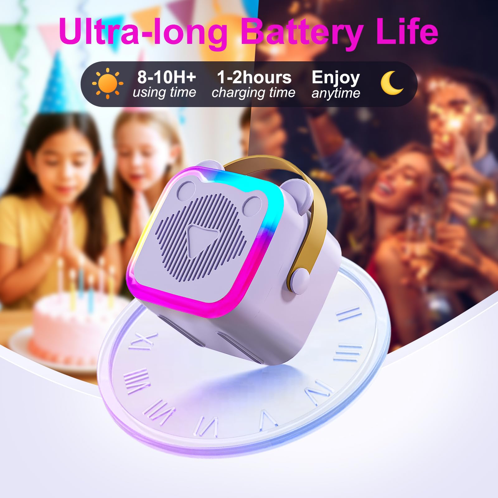 Five voice modes let kids play different characters during performances.