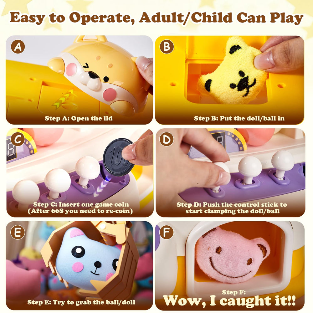 CL FUN Large Claw Machine music function, adds arcade atmosphere for home fun.