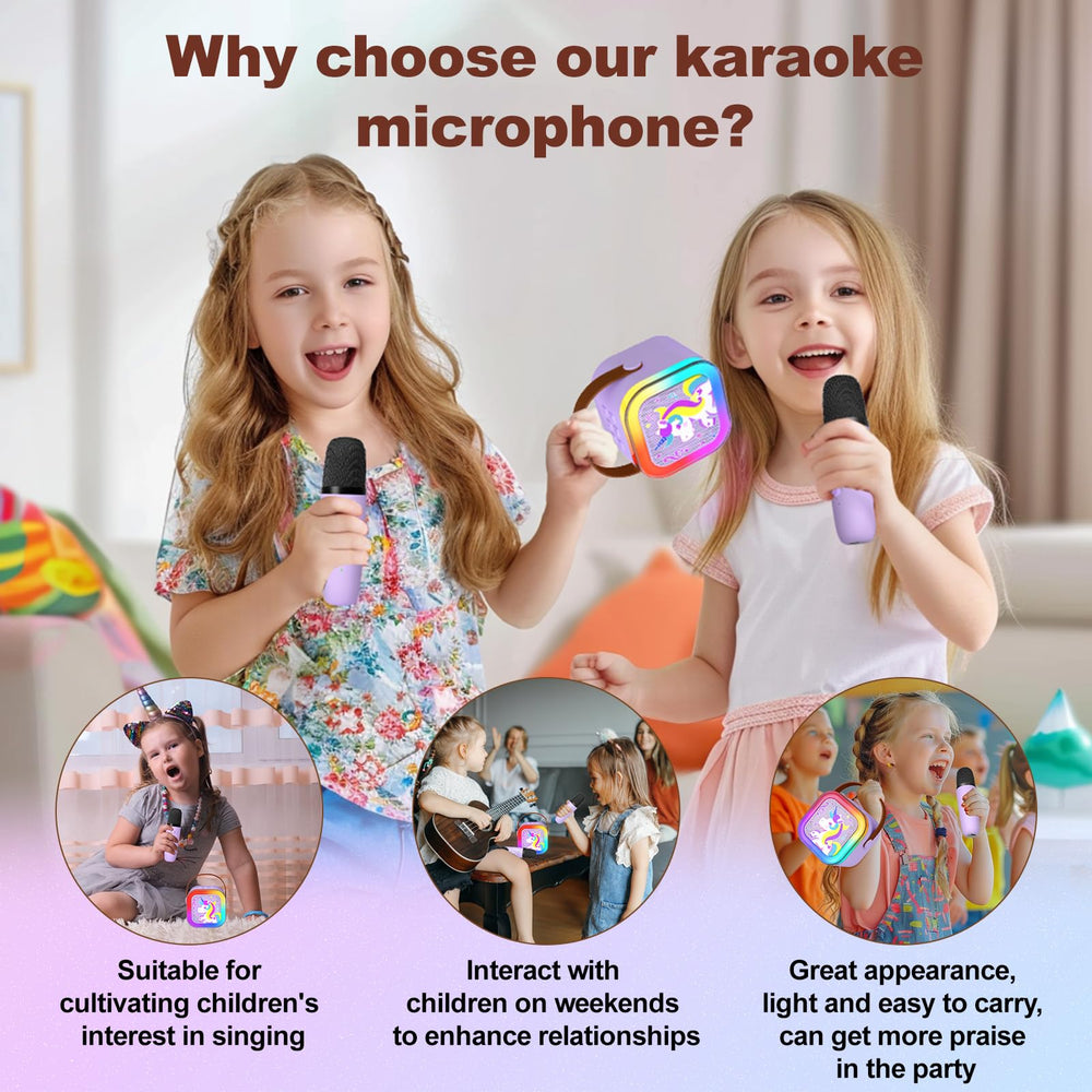 CL FUN mini karaoke machine with two microphones setup for duets