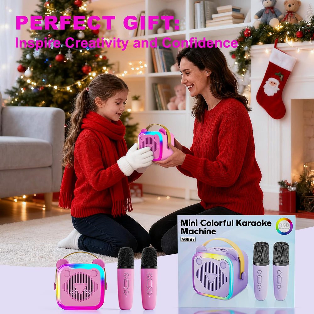 CL FUN rose-red portable karaoke machine for home or travel occasions.