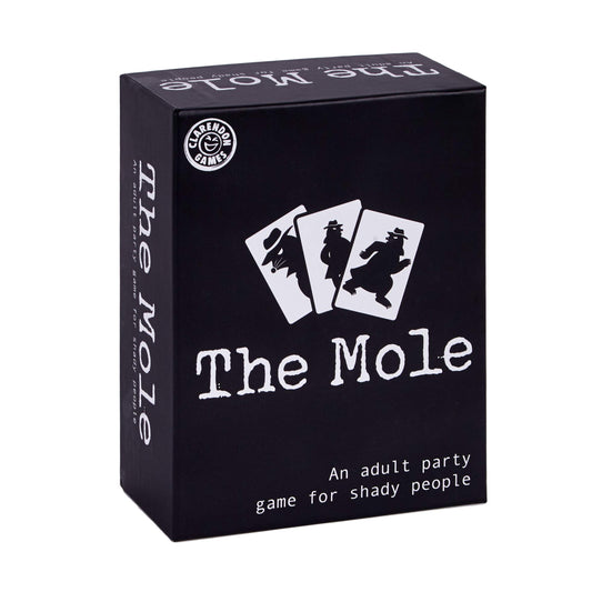 Clarendon Games The Mole box front showing quick setup for social gatherings