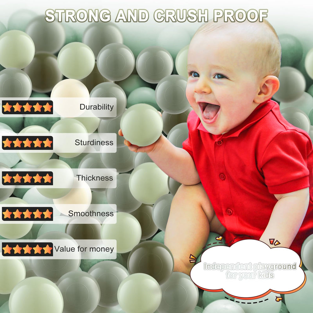 Olive Clear Ball Pit Balls as a photography prop in a playful scene