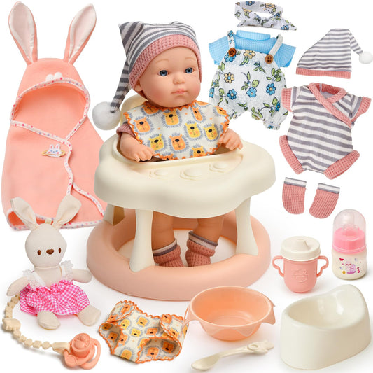 Cleboen 9-inch baby doll with poseable limbs for realistic pretend play.