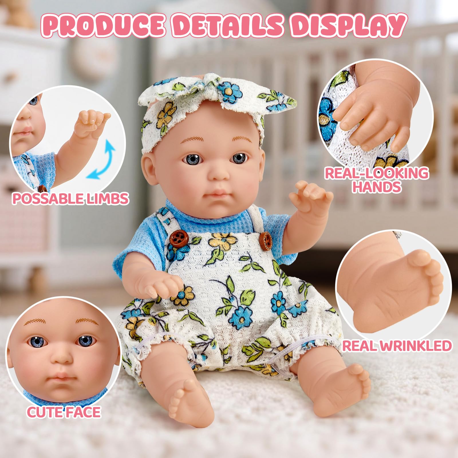 Cleboen doll outfit set 1 with shoes and hair bows for dressing up.