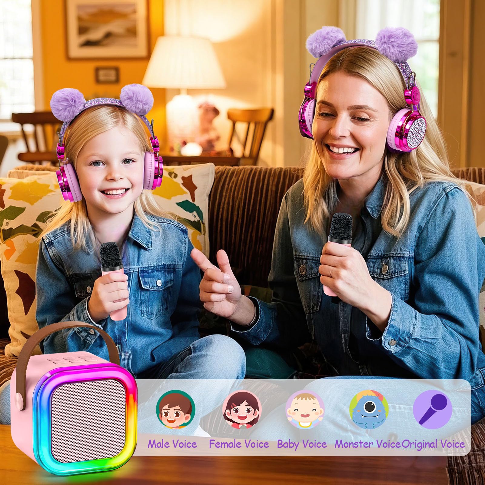 Cleboen kids Bluetooth speaker with lights and sound modes for play