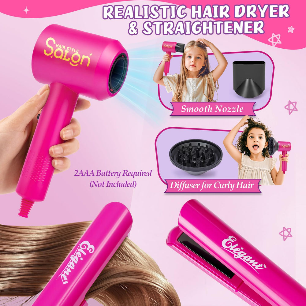 Cleboen straightener tool set helps kids practice safe hair styling.