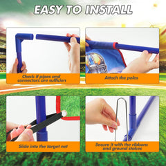 Clemas Throwing Target Game mini-balls-pump included for easy inflation and play.