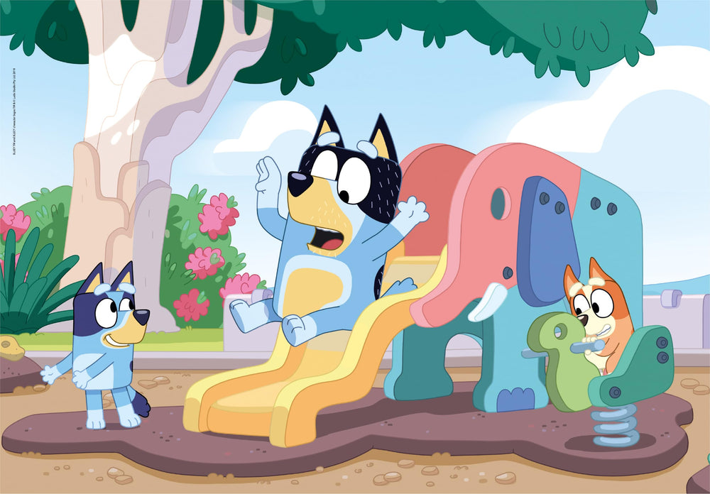 Bluey puzzle completed size about 48.5 by 33.5 cm for display