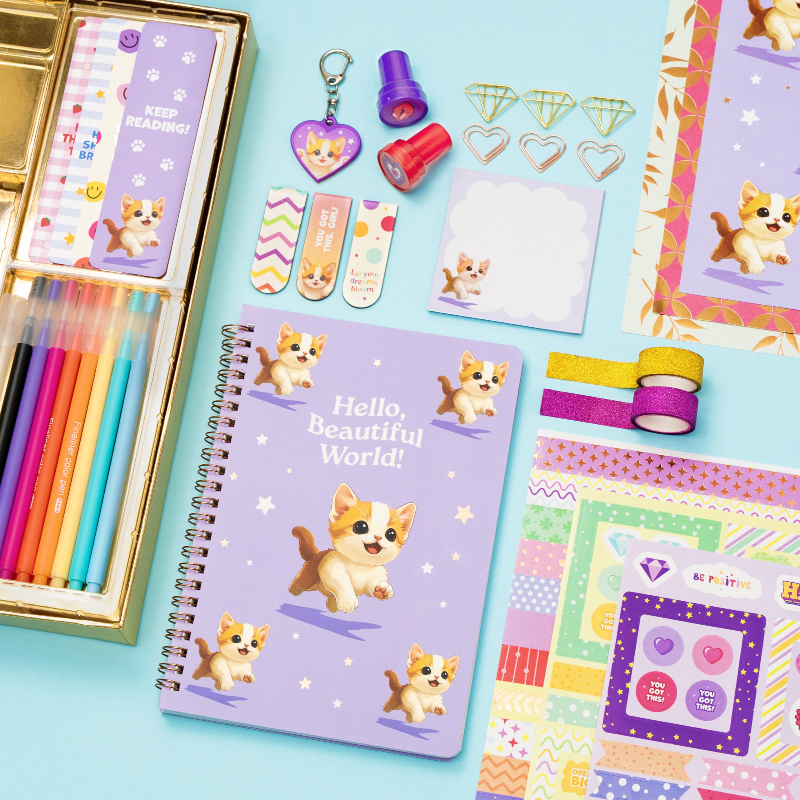 Clever Fox DIY Journal Kit—colorful markers and pens for neat handwriting and drawings