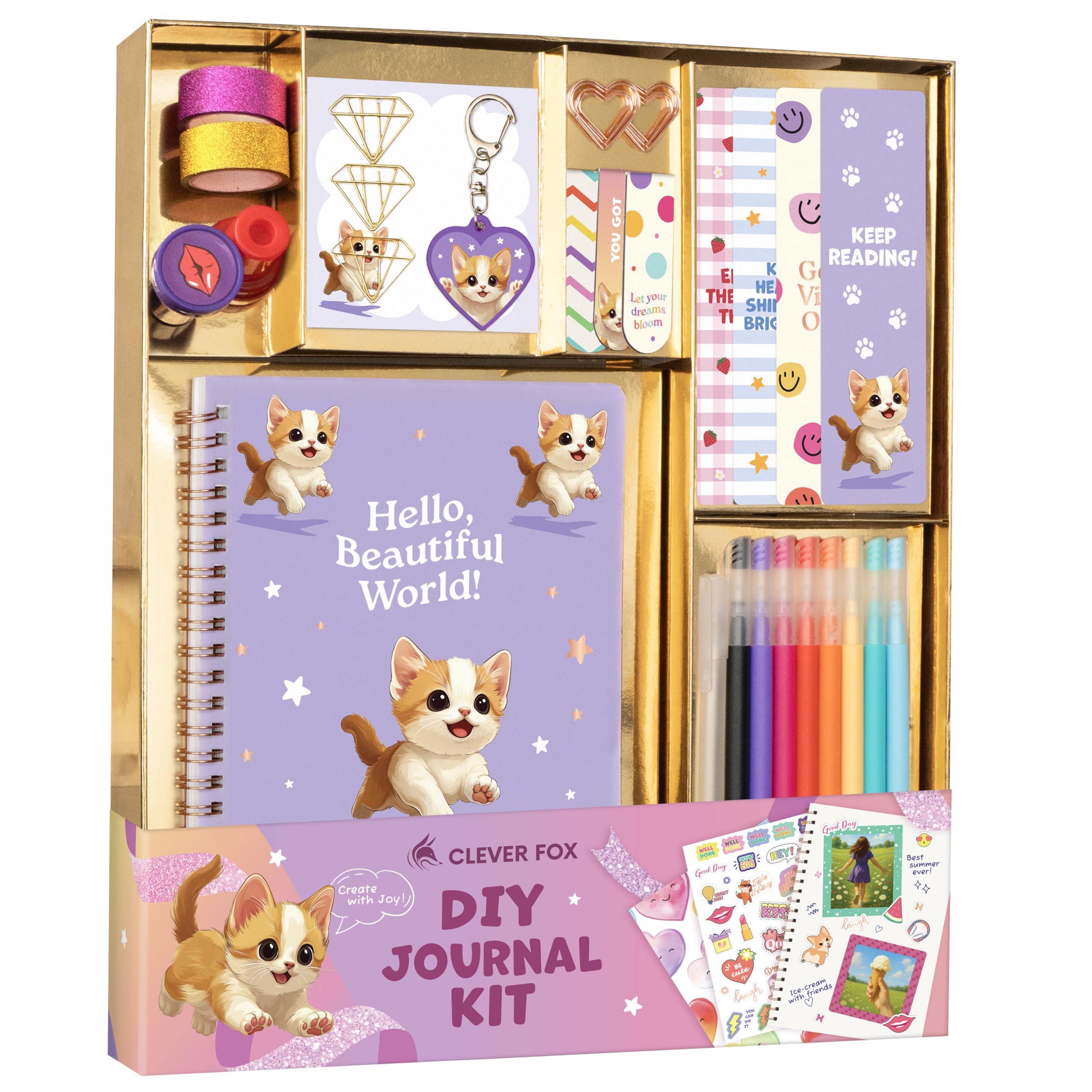 Clever Fox DIY Journal Kit for Girls cover design with vibrant art for creative journaling