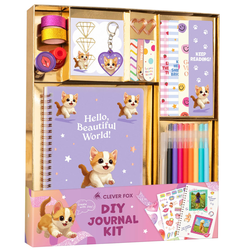 Clever Fox DIY Journal Kit for Girls cover design with vibrant art for creative journaling