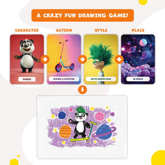Clever Fox Drawsome vibrant art prompts inspire family creativity during game night.
