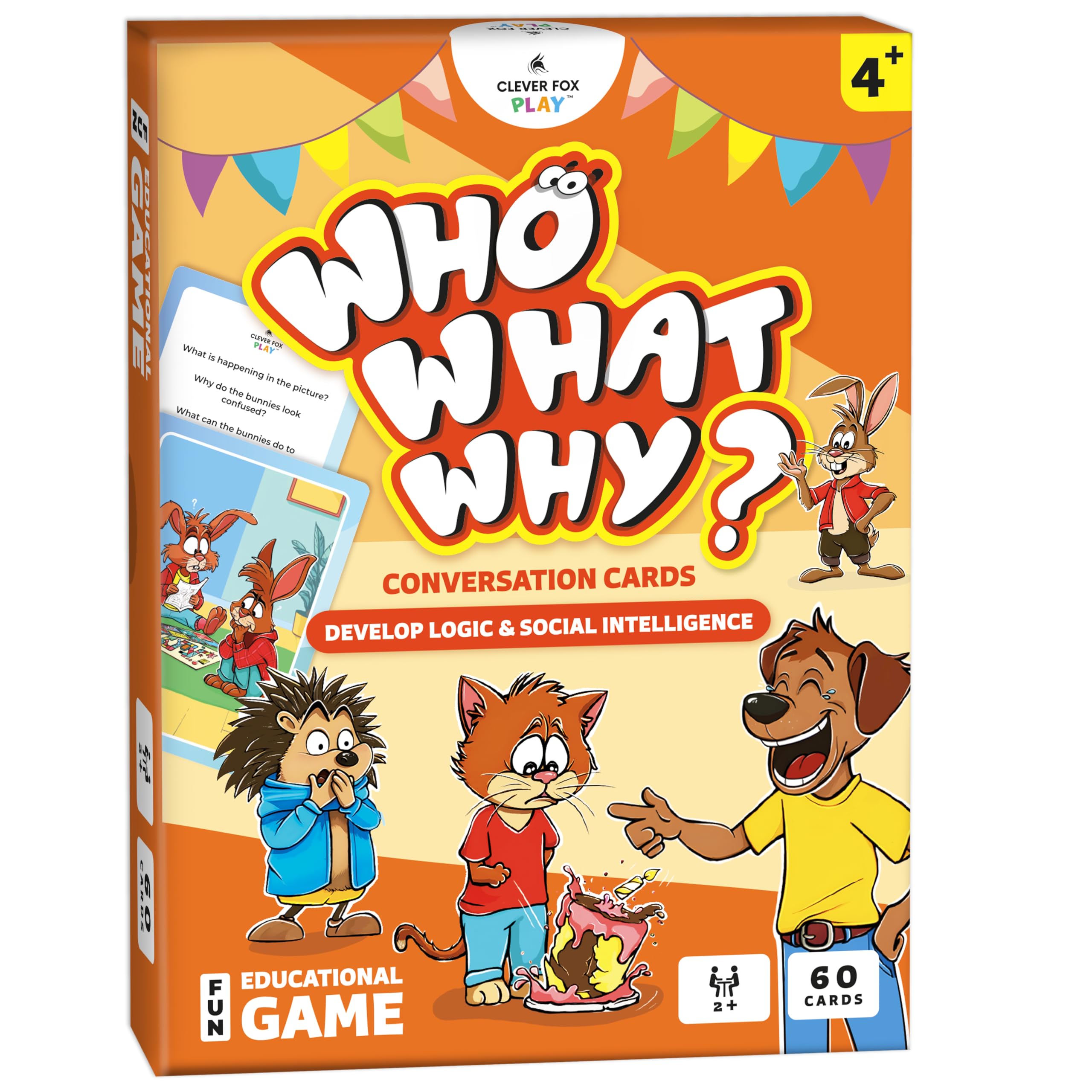 Clever Fox Play Who What Why cards scene illustration to spark social dialogue and understanding