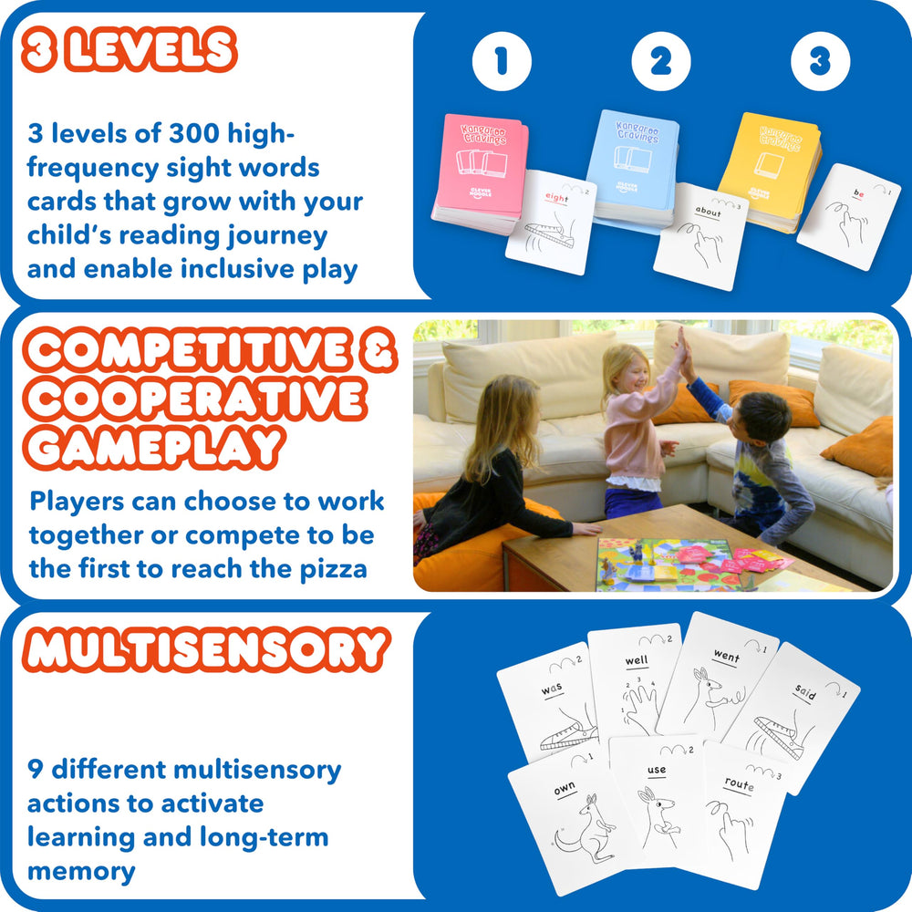 Clever Noodle Kangaroo Cravings classroom activity with 300 sight words