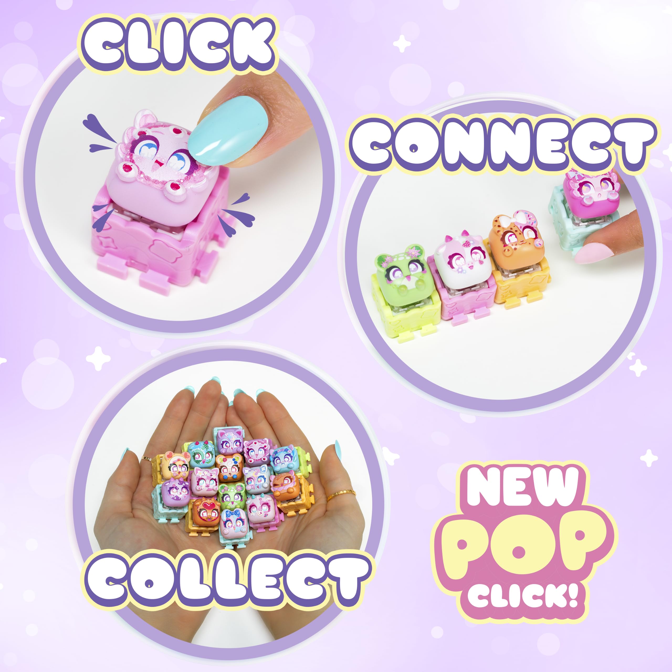 Clickeez collectors guide open displaying character roster and rarity tips for collectors