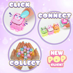 Clickeez collectors guide open displaying character roster and rarity tips for collectors