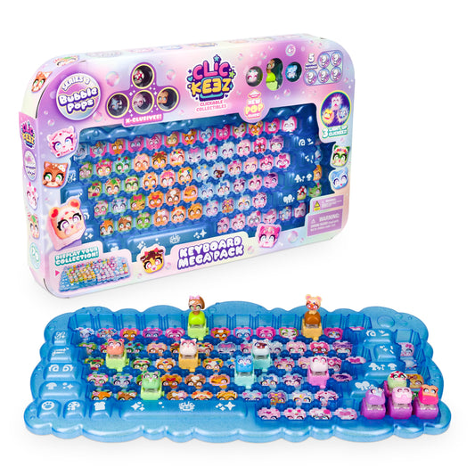Clickeez keyboard collectors case front showing organized display and easy storage benefit