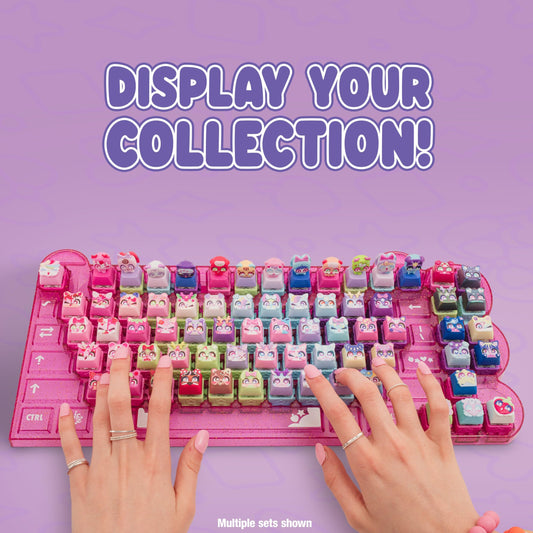 Clickeez keyboard-shaped case with slots, ideal for organizing a growing collection.