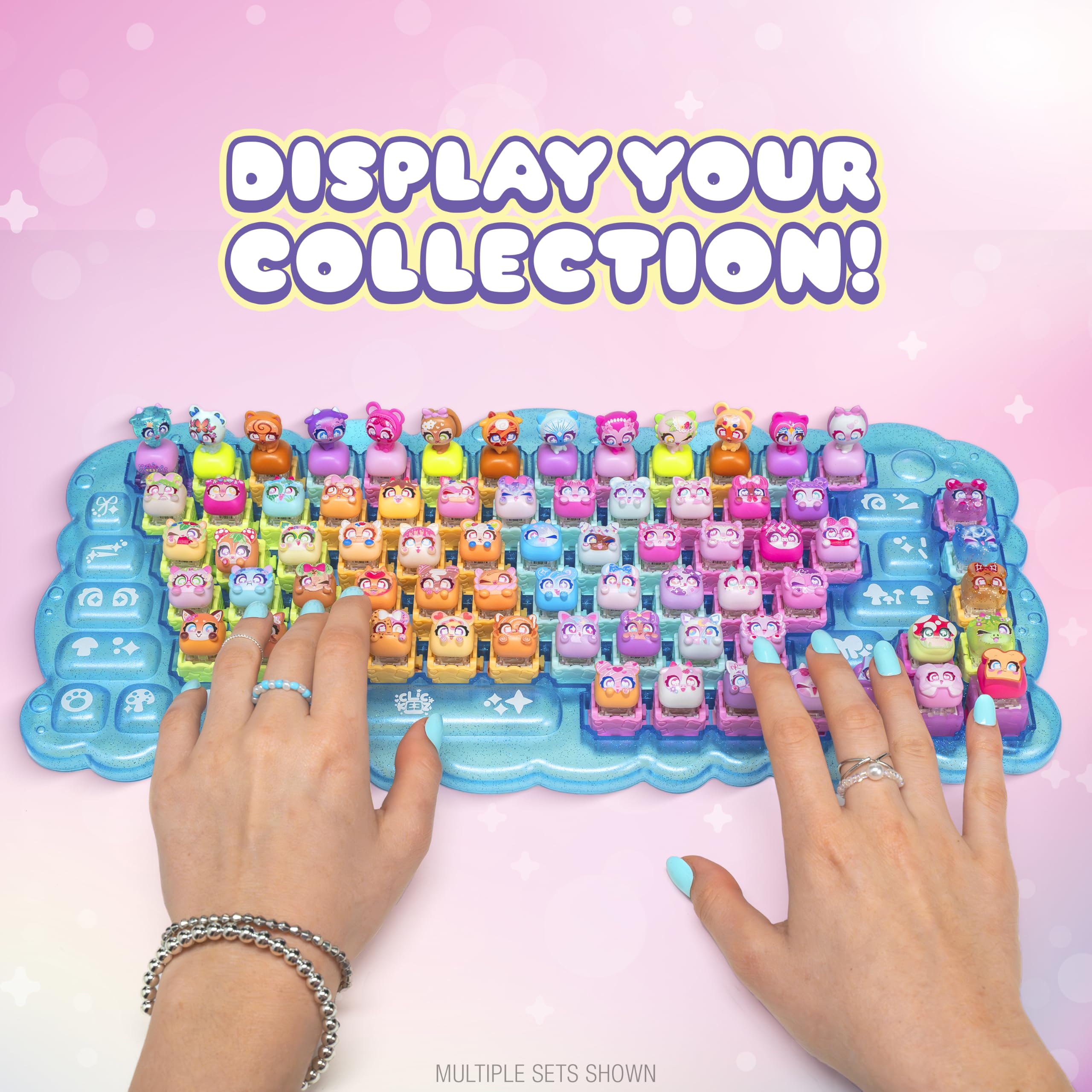 Clickeez keys in case display showing neat organization and showcase-ready presentation