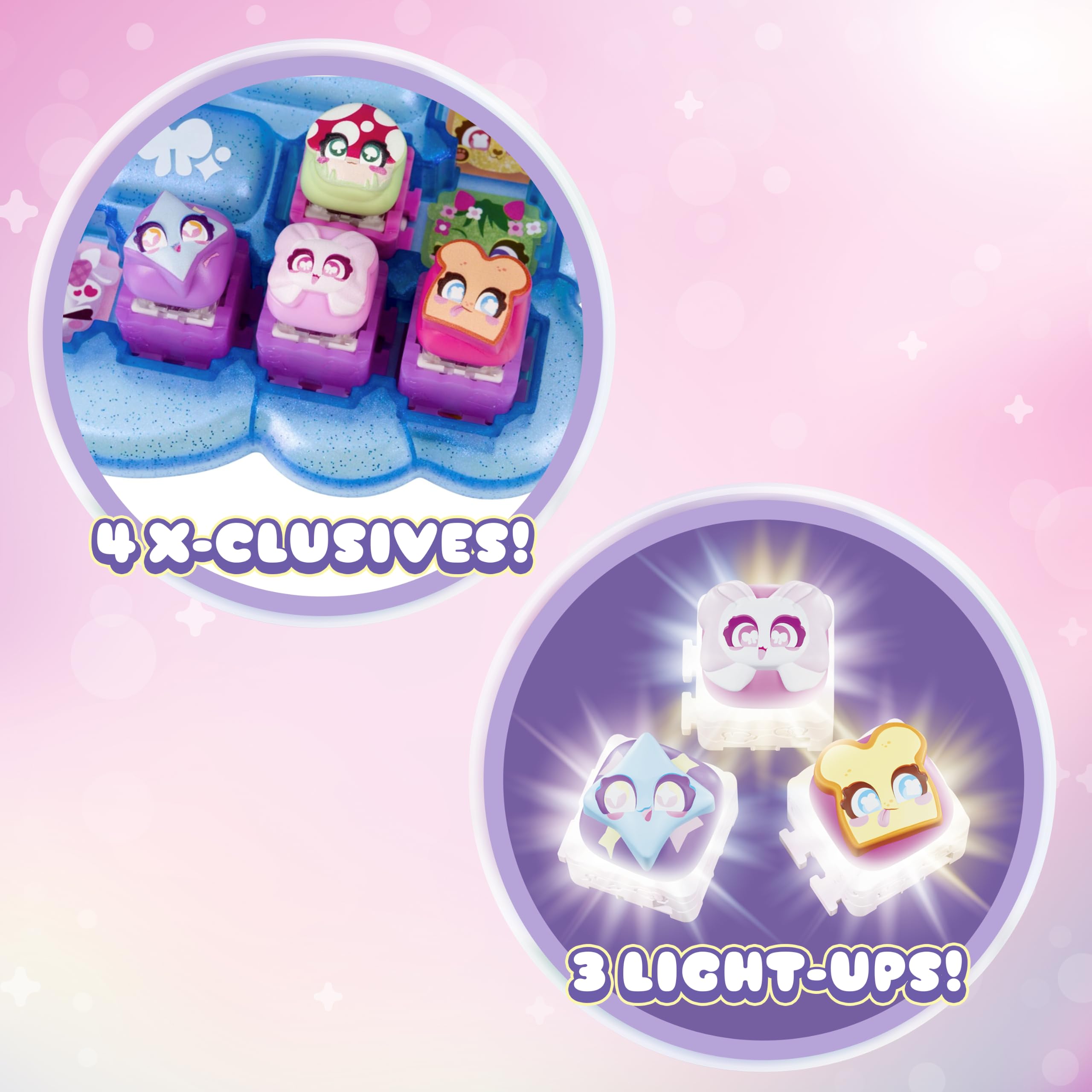 Clickeez light-up closeup illuminated key demonstrating visual play appeal and glow benefit