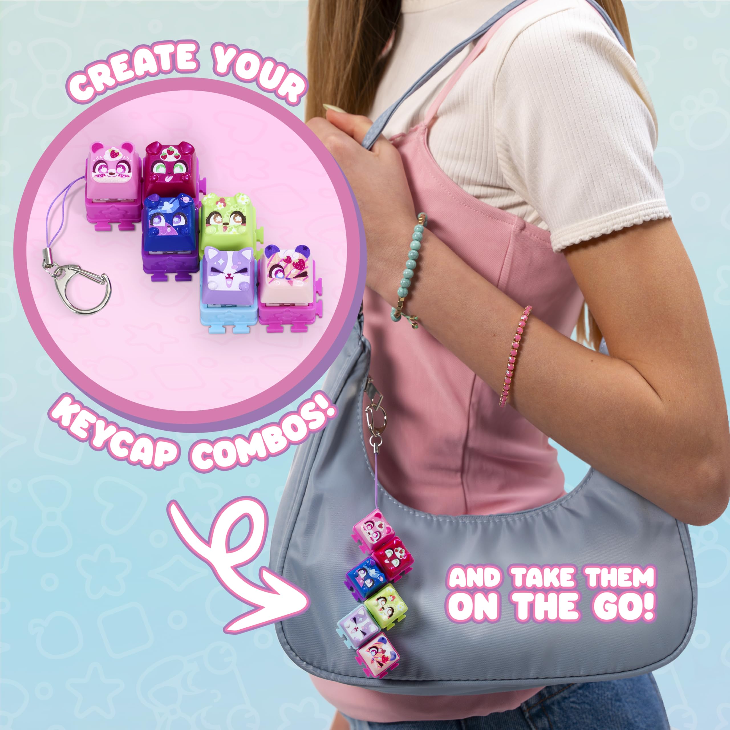 Clickeez storage keyboard case keeps characters neatly stored and displayed.