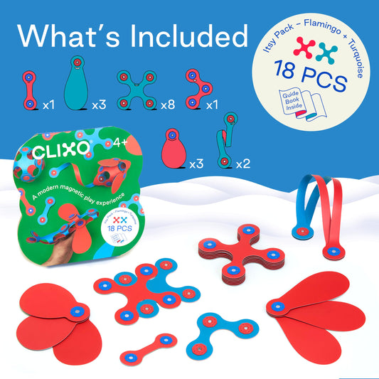 Clixo Itsy flexible shapes enabling creative builds and versatile design exploration.