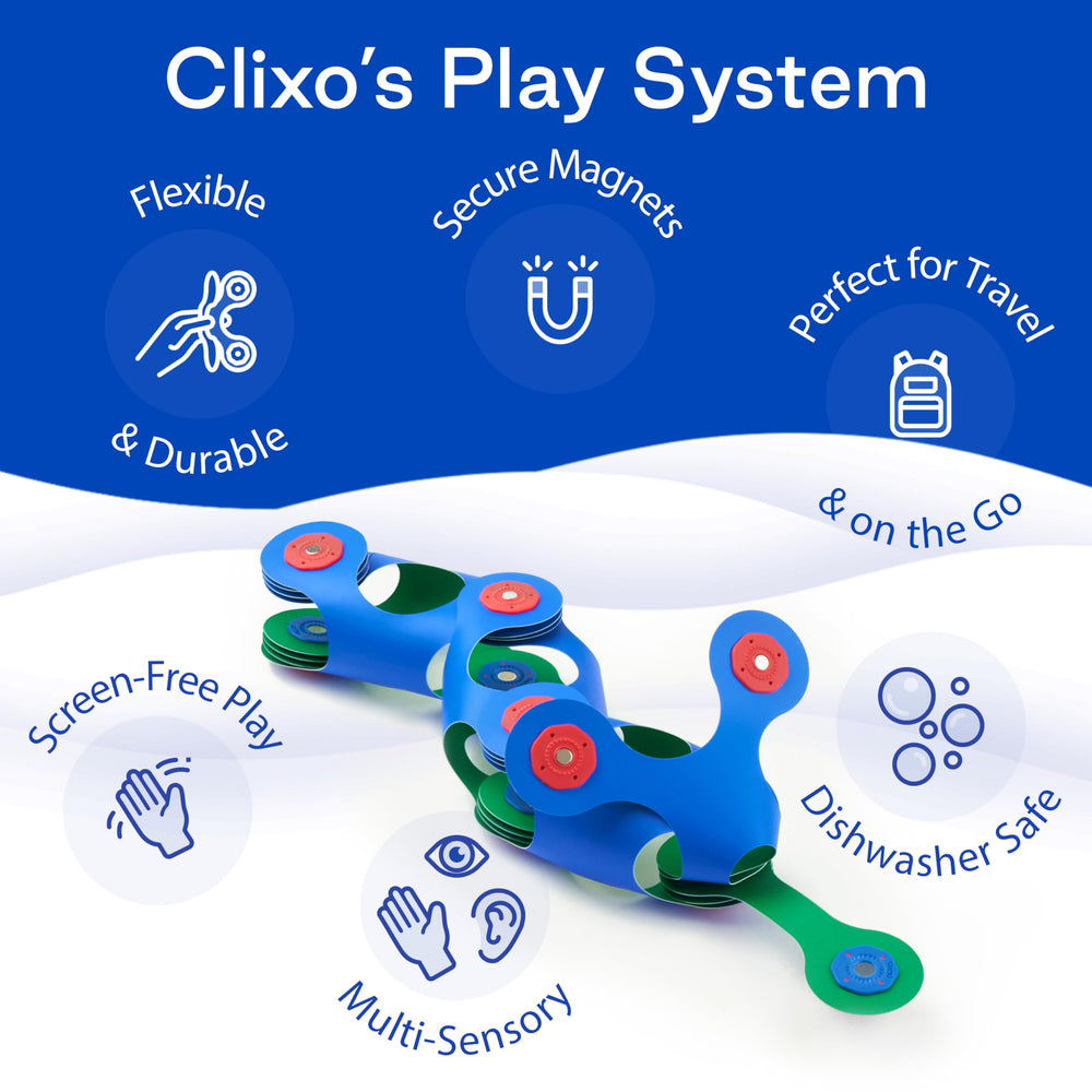 Clixo Itsy STEAM learning benefits include fine motor and spatial skills.