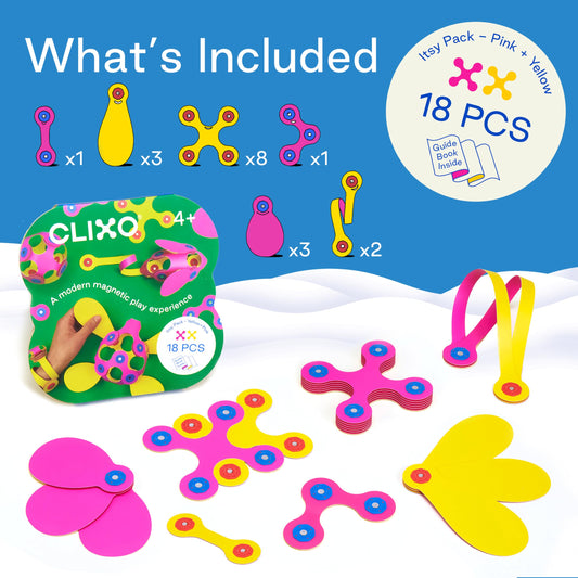 Clixo Itsy travel-friendly pack showing portability for on-the-go imaginative play.