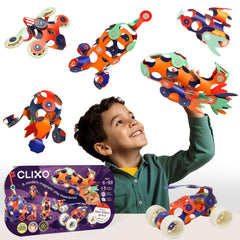 Clixo Mars Station Pack glow pieces illuminate during play for vivid space imagination.