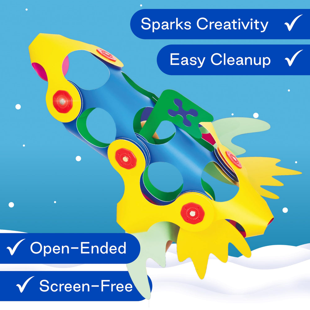 Clixo Rainbow Max is portable for travel and on-the-go creative play.