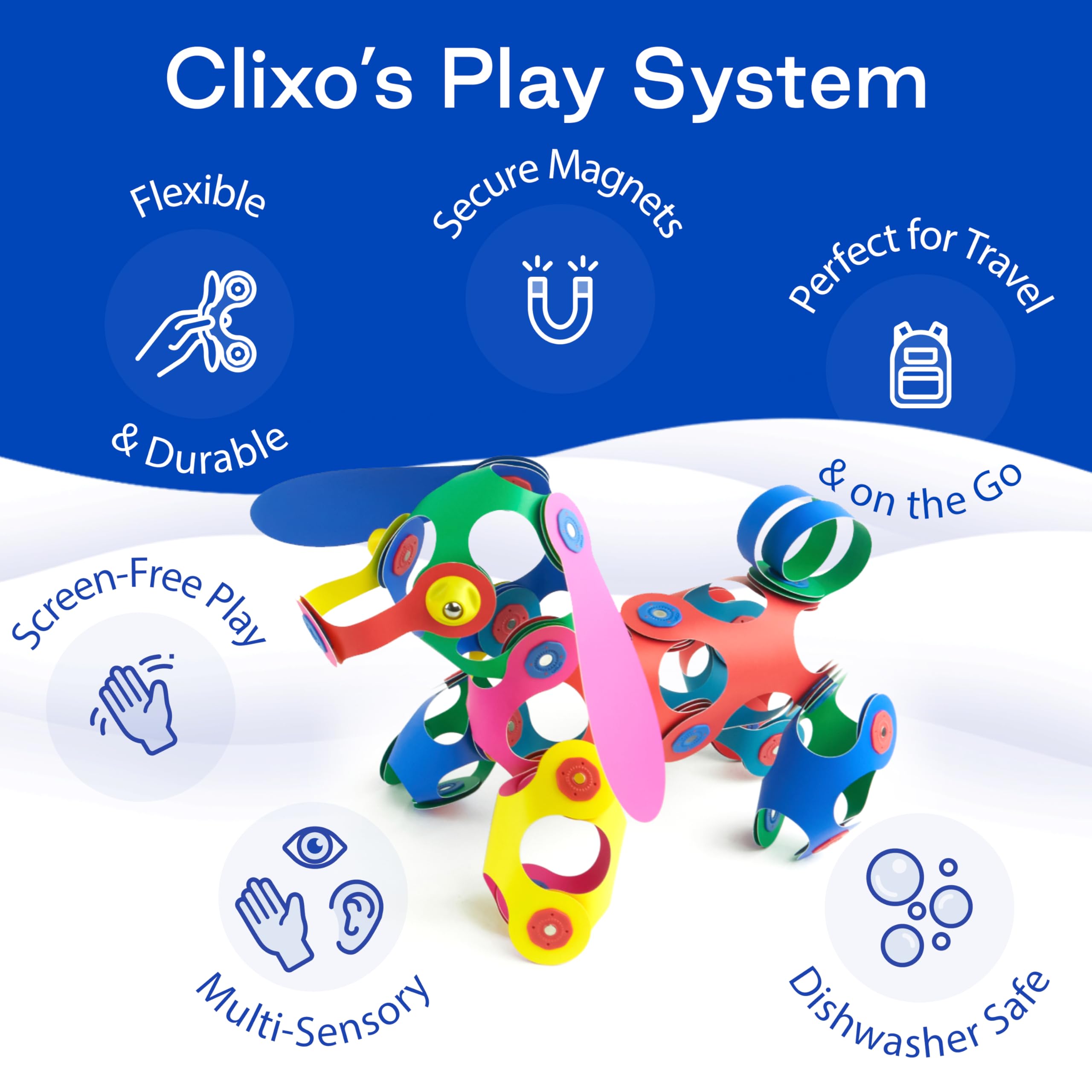 Clixo Rainbow STEAM learning supports fine motor and spatial thinking