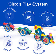 Clixo Wheel Creator Pack magnetic connectors click securely for stable builds.