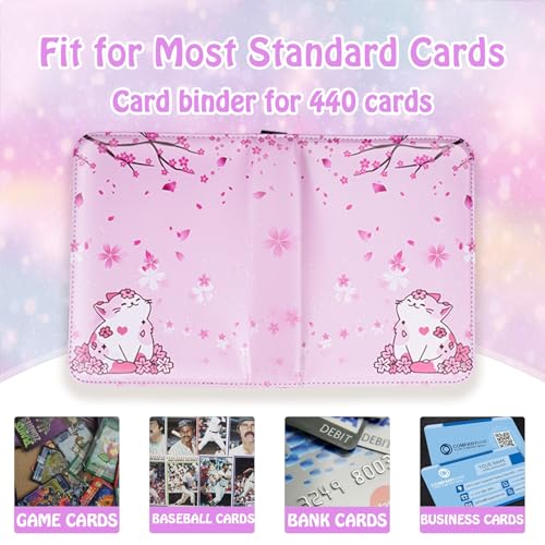 CLOKORIA Sakura Cat binder with 55 removable sleeves for flexible storage