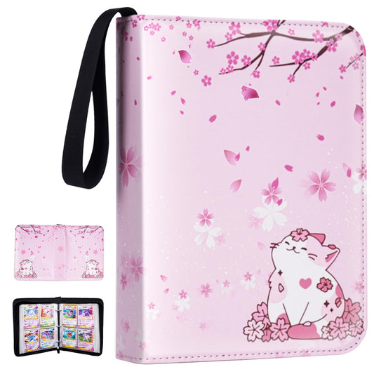 CLOKORIA Sakura Cat card binder front cover for easy organization of cards