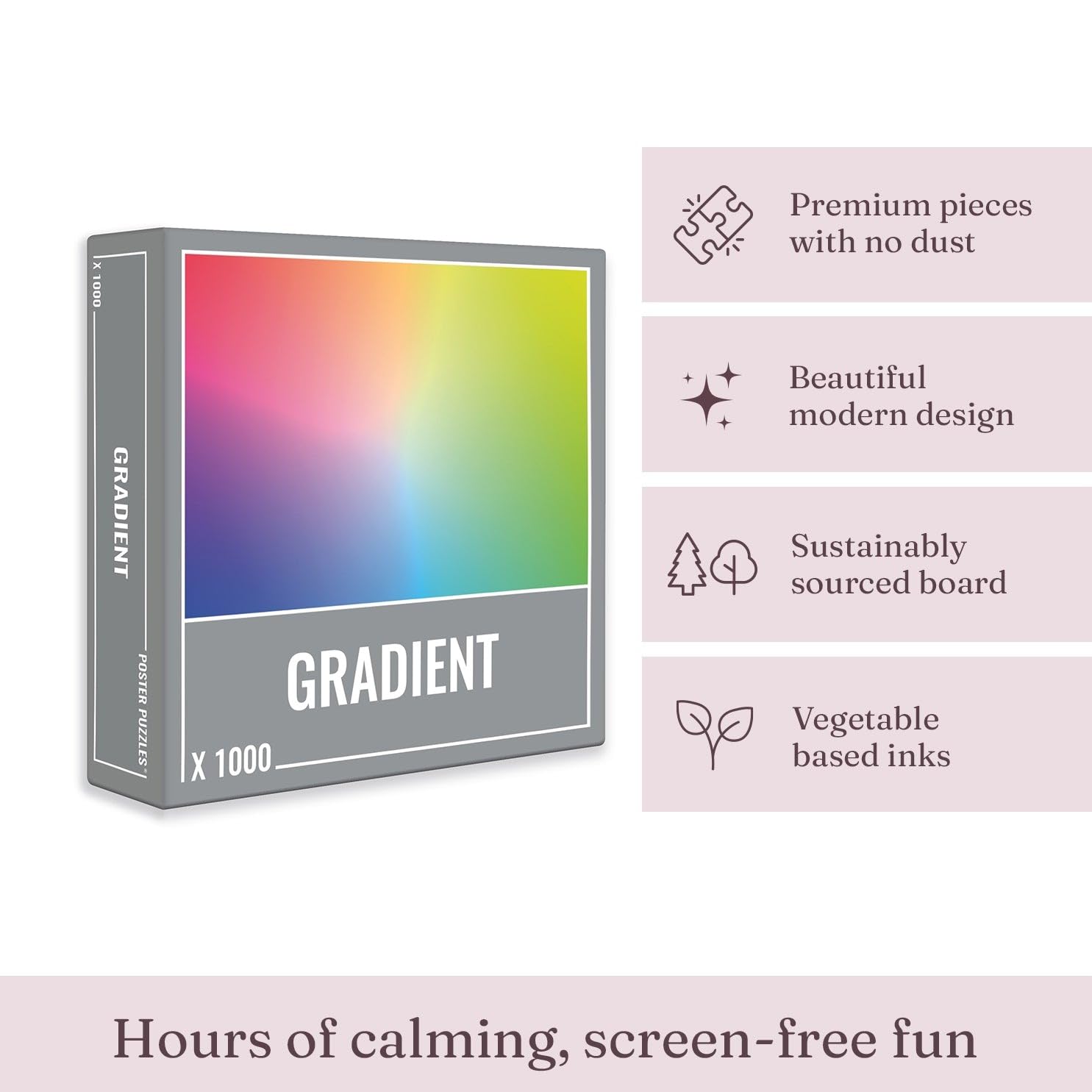 Cloudberries Gradient Puzzle rainbow gradient promotes calm focus during relaxing puzzle time
