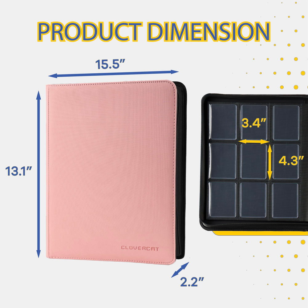 CLOVERCAT compact binder dimensions 16.1 x 12.5 x 2.2 inches for portability