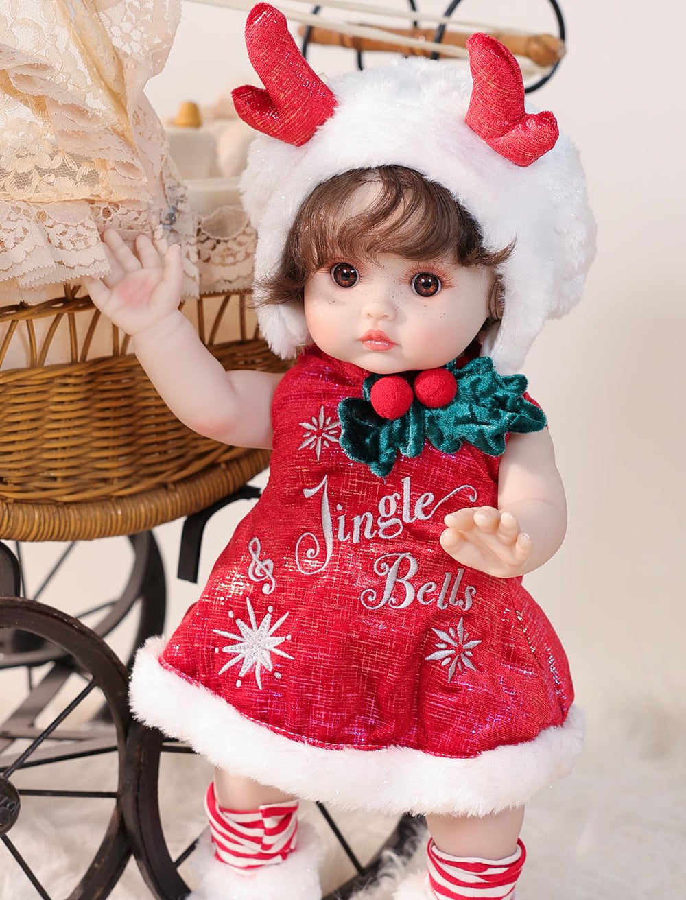 Cloveray 18-inch full vinyl body offers soft touch and realistic weight for cuddling.