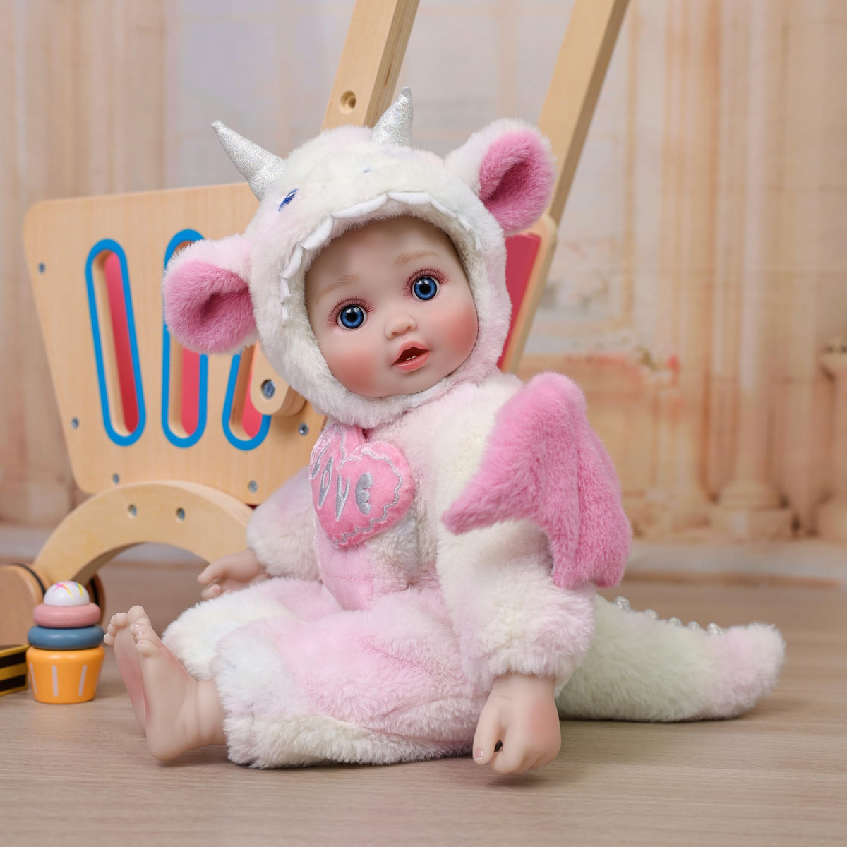 Cloveray Drayla wearing dragon costume for imaginative play