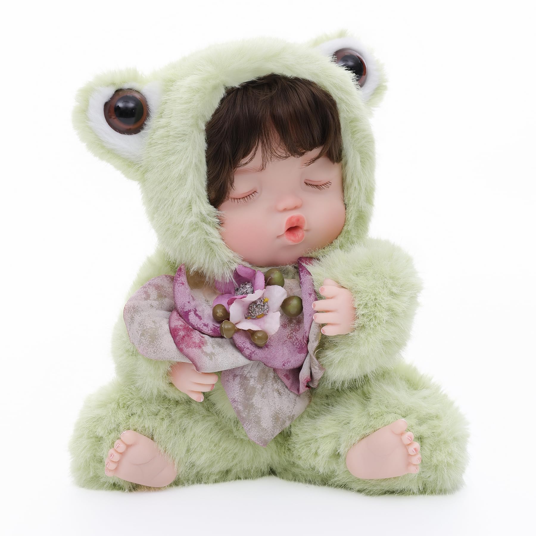Cloveray soft green frog suit doll ready for dress-up sessions