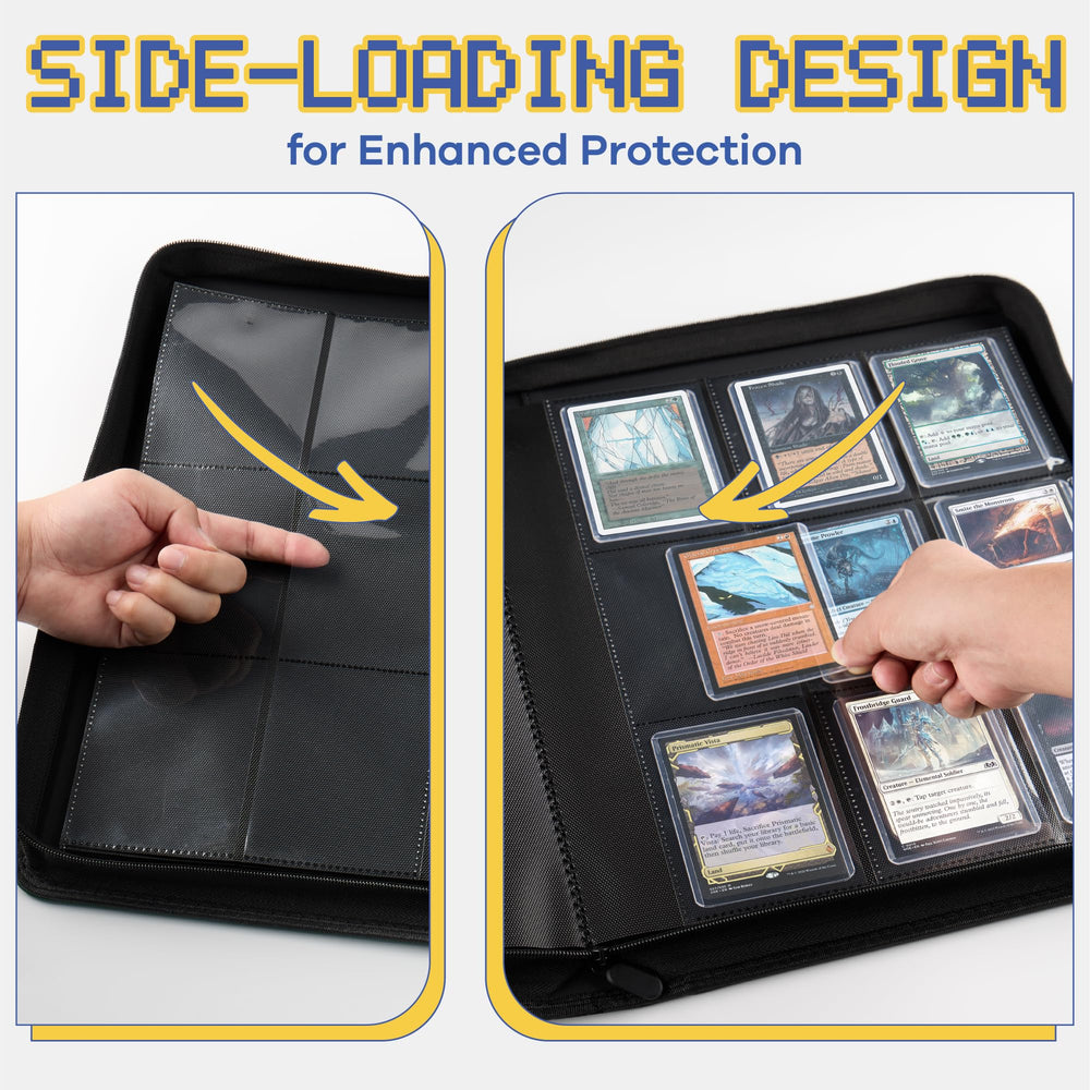 CLOVERCAT side-loading sleeves reduce card shifting and edge wear.