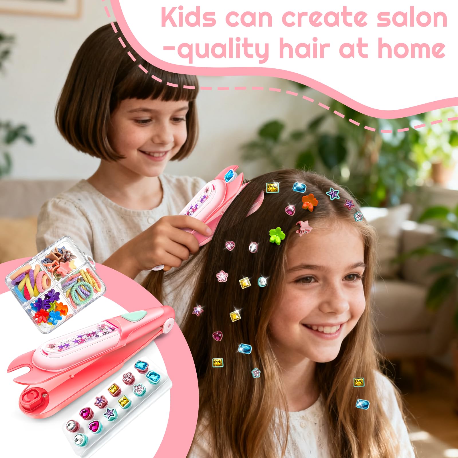 CLRDZN 24 colorful gems close-up for kids' playful hair designs.
